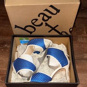 NEW in Box- Beau + Ashe Women’s Anicka Blue/White Heels Size 9.5 US